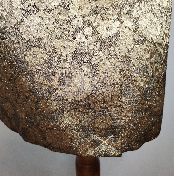 MUTED GOLD LACE PRINT DRESS NWT - Picture 7 of 10